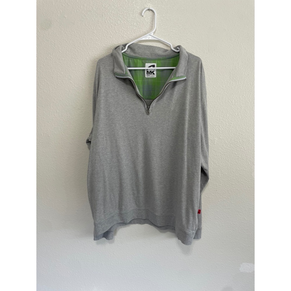 Mountain Khakis Quarter Zip Pullover Mens XXL Gray‎ EUC Plaid Trim Mock Neck